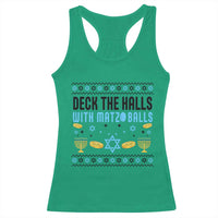 Deck The Halls With Matzo Balls Racerback Tank Top Funny Ugly Jewish Holiday Gift - Wonder Print Shop