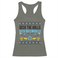 Deck The Halls With Matzo Balls Racerback Tank Top Funny Ugly Jewish Holiday Gift - Wonder Print Shop
