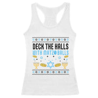 Deck The Halls With Matzo Balls Racerback Tank Top Funny Ugly Jewish Holiday Gift - Wonder Print Shop
