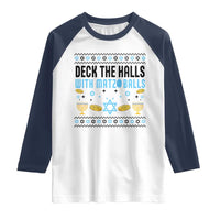 Deck The Halls With Matzo Balls Raglan Shirt Funny Ugly Jewish Holiday Gift - Wonder Print Shop
