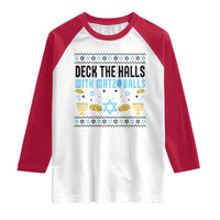 Deck The Halls With Matzo Balls Raglan Shirt Funny Ugly Jewish Holiday Gift - Wonder Print Shop