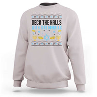 Deck The Halls With Matzo Balls Sweatshirt Funny Ugly Jewish Holiday Gift - Wonder Print Shop