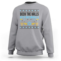 Deck The Halls With Matzo Balls Sweatshirt Funny Ugly Jewish Holiday Gift - Wonder Print Shop