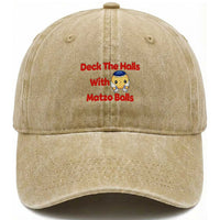 Deck The Halls With Matzo Balls Washed Cotton Baseball Cap Religious Jewish Holiday Gift