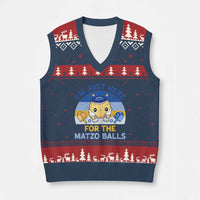 Im Just Here For The Matzo Balls V-Neck Knit Sweater Vest Funny Jewish Holiday Gift - Wonder Print Shop