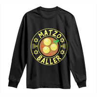 Funny Hanukkah Food Lover Gift Long Sleeve Shirt Matzo Baller - Wonder Print Shop