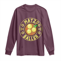 Funny Hanukkah Food Lover Gift Long Sleeve Shirt Matzo Baller - Wonder Print Shop
