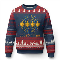 Hanukkah Dreidel Hebrew Quote Ugly Christmas Sweater Nes Gadol Haya Po Jewish Gift - Wonder Print Shop