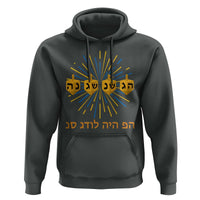 Hanukkah Dreidel Hebrew Quote Hoodie Nes Gadol Haya Po Jewish Gift - Wonder Print Shop