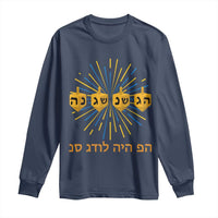 Hanukkah Dreidel Hebrew Quote Long Sleeve Shirt Nes Gadol Haya Po Jewish Gift - Wonder Print Shop
