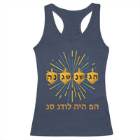Hanukkah Dreidel Hebrew Quote Racerback Tank Top Nes Gadol Haya Po Jewish Gift - Wonder Print Shop