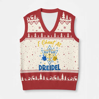 I Cheat At Dreidel V-Neck Knit Sweater Vest Funny Hanukkah Jewish Gift - Wonder Print Shop