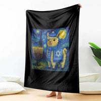 Starry Hanukkah Night Throw Blanket Funny Llama Jewish Holiday Gift - Wonder Print Shop