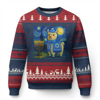 Starry Hanukkah Night Ugly Christmas Sweater Funny Llama Jewish Holiday Gift - Wonder Print Shop