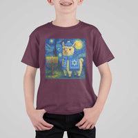 Starry Hanukkah Night T Shirt For Kid Funny Llama Jewish Holiday Gift - Wonder Print Shop