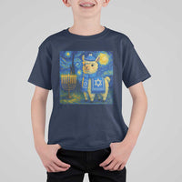 Starry Hanukkah Night T Shirt For Kid Funny Llama Jewish Holiday Gift - Wonder Print Shop