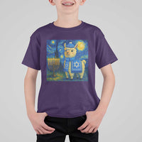 Starry Hanukkah Night T Shirt For Kid Funny Llama Jewish Holiday Gift - Wonder Print Shop