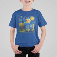 Starry Hanukkah Night T Shirt For Kid Funny Llama Jewish Holiday Gift - Wonder Print Shop