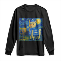 Starry Hanukkah Night Long Sleeve Shirt Funny Llama Jewish Holiday Gift - Wonder Print Shop
