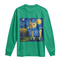 Starry Hanukkah Night Long Sleeve Shirt Funny Llama Jewish Holiday Gift - Wonder Print Shop