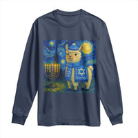 Starry Hanukkah Night Long Sleeve Shirt Funny Llama Jewish Holiday Gift - Wonder Print Shop