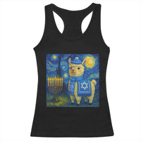 Starry Hanukkah Night Racerback Tank Top Funny Llama Jewish Holiday Gift - Wonder Print Shop