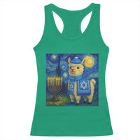 Starry Hanukkah Night Racerback Tank Top Funny Llama Jewish Holiday Gift - Wonder Print Shop
