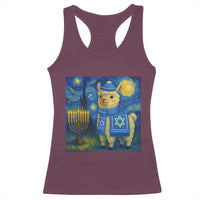 Starry Hanukkah Night Racerback Tank Top Funny Llama Jewish Holiday Gift - Wonder Print Shop
