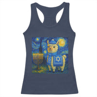 Starry Hanukkah Night Racerback Tank Top Funny Llama Jewish Holiday Gift - Wonder Print Shop