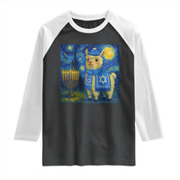 Starry Hanukkah Night Raglan Shirt Funny Llama Jewish Holiday Gift - Wonder Print Shop