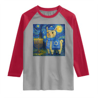 Starry Hanukkah Night Raglan Shirt Funny Llama Jewish Holiday Gift - Wonder Print Shop