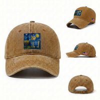 Starry Hanukkah Night Washed Cotton Baseball Cap Funny Llama Jewish Holiday Gift