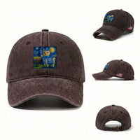 Starry Hanukkah Night Washed Cotton Baseball Cap Funny Llama Jewish Holiday Gift