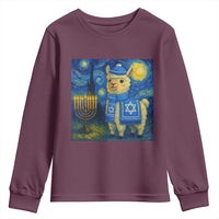 Starry Hanukkah Night Youth Sweatshirt Funny Llama Jewish Holiday Gift - Wonder Print Shop