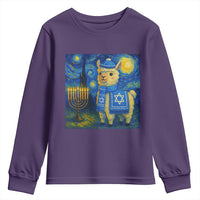 Starry Hanukkah Night Youth Sweatshirt Funny Llama Jewish Holiday Gift - Wonder Print Shop