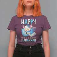 Funny Happy Llamakkah T Shirt For Women Cute Llama Jewish Holiday Gift - Wonder Print Shop