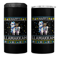 Happy LLamakkah 4 in 1 Can Cooler Tumbler Funny Llama Ugly Hanukkah Christmas Gift - Wonder Print Shop