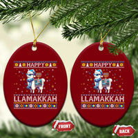 Happy LLamakkah Ceramic Ornament Funny Llama Ugly Hanukkah Christmas Gift - Wonder Print Shop