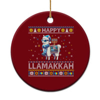Happy LLamakkah Ceramic Ornament Funny Llama Ugly Hanukkah Christmas Gift - Wonder Print Shop