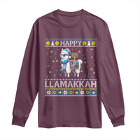 Happy LLamakkah Long Sleeve Shirt Funny Llama Ugly Hanukkah Christmas Gift - Wonder Print Shop