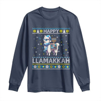 Happy LLamakkah Long Sleeve Shirt Funny Llama Ugly Hanukkah Christmas Gift - Wonder Print Shop