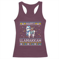 Happy LLamakkah Racerback Tank Top Funny Llama Ugly Hanukkah Christmas Gift - Wonder Print Shop
