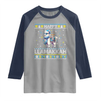 Happy LLamakkah Raglan Shirt Funny Llama Ugly Hanukkah Christmas Gift - Wonder Print Shop