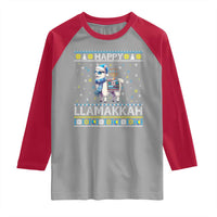 Happy LLamakkah Raglan Shirt Funny Llama Ugly Hanukkah Christmas Gift - Wonder Print Shop