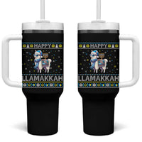 Happy LLamakkah Tumbler With Handle Funny Llama Ugly Hanukkah Christmas Gift - Wonder Print Shop