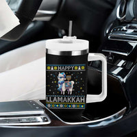 Happy LLamakkah Tumbler With Handle Funny Llama Ugly Hanukkah Christmas Gift - Wonder Print Shop