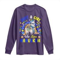 A Girl Loves Hanukkah Long Sleeve Shirt Funny Sloth On Llama Jewish Holiday Gift - Wonder Print Shop