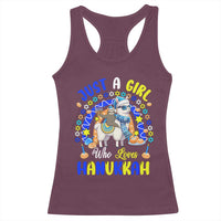 A Girl Loves Hanukkah Racerback Tank Top Funny Sloth On Llama Jewish Holiday Gift - Wonder Print Shop