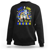 A Girl Loves Hanukkah Sweatshirt Funny Sloth On Llama Jewish Holiday Gift - Wonder Print Shop