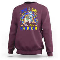 A Girl Loves Hanukkah Sweatshirt Funny Sloth On Llama Jewish Holiday Gift - Wonder Print Shop